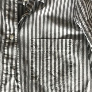 Grey & White Striped Collared Button Up - Madewell